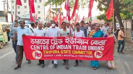 CPI-M wings held a massive protest rally in Agartala. TIWN Pic May 18